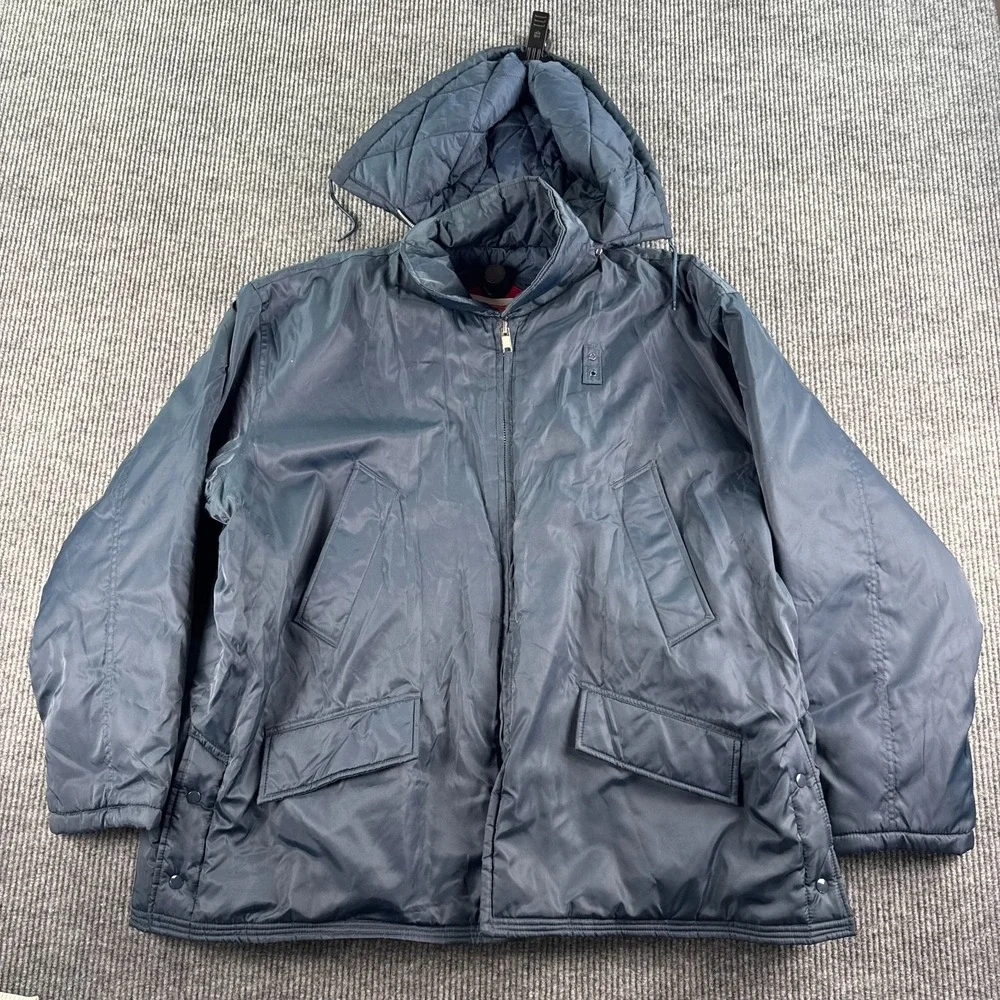 Antler Uniform Jacket Men 4X Blue Quilted Hooded Workwear Insulated Vintage
